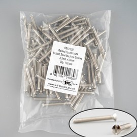 Machine Screws 100pcs for UK Wall Sockets - Raised Countersunk Slotted Steel - Pack of 100 (M3.5 x 30mm)