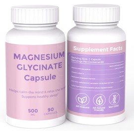 Magnesium Glycinate 1000mg 180 Capsules – High Absorption Stress Relief, Sleep, Muscle Nerve Heart & Metabolism Support 2 Bottles