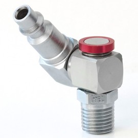 I.Field Air Swivel Fitting 360 Degree Rotating Dual-Axis NPT 1/4″ Quick Plug Connector, 1 Piece, Red