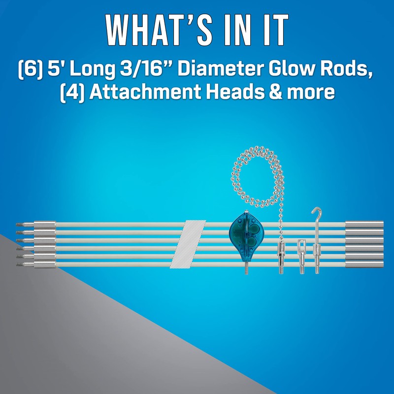 Jonard Tools RDG-30A 30 ft Glow Rod Kit+, 3/16" Diameter