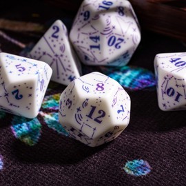 Cusdie 7-Die DND Dice, Handcrafted Artisan Decals Polyhedral D&D Dice Set with Exquisite Box, for TTRPG Role Playing Game Dungeons and Dragons D&D Dice
