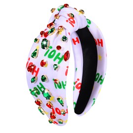 Christmas Headband for Women Holiday Christmas Accessories Xmas Tree Snowflake Reindeer Candy Cane Knotted Headband Jeweled Crystal Pearl Wide Top Knot Headband Festive Holiday Hair Accessory Gifts