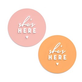 The Cotton & Canvas Co. She's Here Acrylic Newborn Baby Girl Announcement, Nursery Sign, 3D, Nursery Decor, Hello World, It's a Girl, Birth Sign, Baby Photo Prop, New Mom Gift