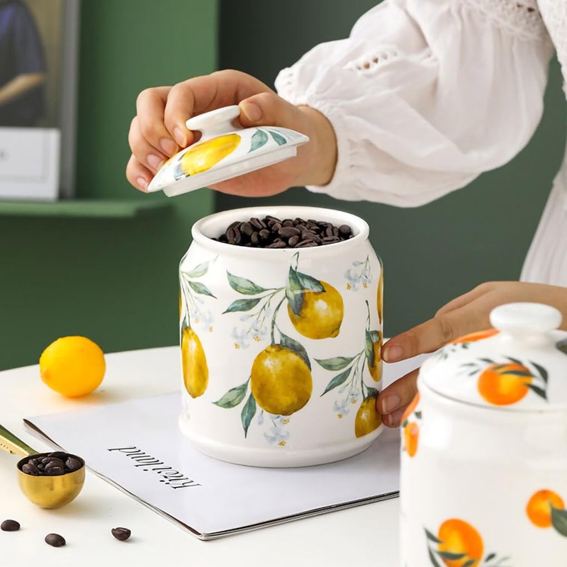 WAIT FLY Ceramic Tea Caddy Tea Canister Large Capacity Food