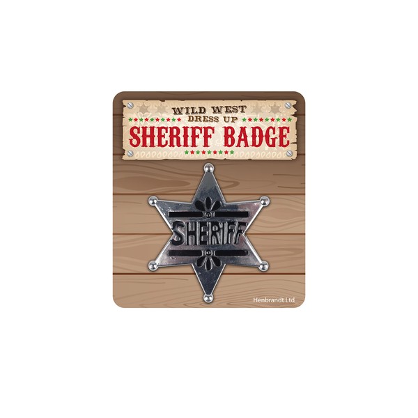 HENBRANDT Adult Sheriff Badge 5.5cm Star Badge Police Sheriff Cowboy Detective Badge Wild West Fancy Dress Halloween Cosplay Fancy Dress Costume Accessories for Men and Women