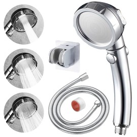 EAARSUO High Pressure Handheld Shower Head, RV Handheld Shower Head with Hose and On Off Switch, Detachable Shower Head with Adjustable Holder (Chrome)