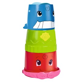 Simba 104010183 ABC Bucket with Stacking Cup, Bucket and Colourful Cup with Water Flow and Water Wheel, 3 Pieces, 23 cm, from 12 Months