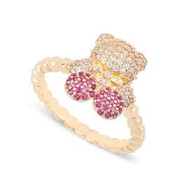 NEKOL Cute Bear Ring for Women, Cubic Zirconia Pave Animal Rings Jewelry Rings Friendship Christmas Birthday Valentines Gifts for Her