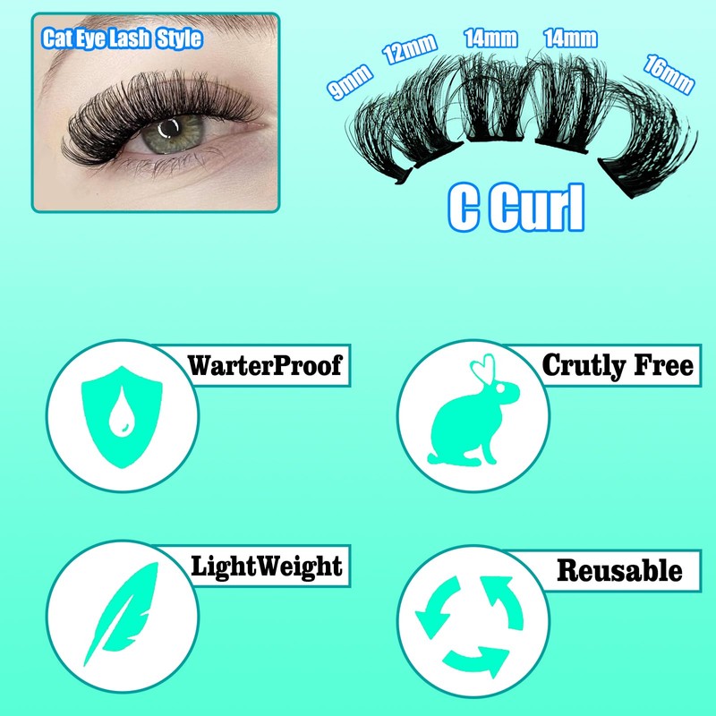 Lash Clusters DIY 100pcs Cluster Lashes Natural Look 9-16mm 3D