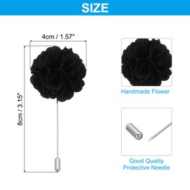 PATIKIL Flower Boutonnieres Pin, 1 Pcs Lapel Pin for Men Camellia Flower for Suit Wedding Graduation Anniversary Brooch Graduation Outfit Accessories, Black
