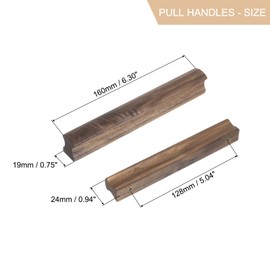 sourcing map 12Pcs Wood Drawer Pulls Handles with Screws Set 128mm/5.04" Hole Spacing Black Walnut Wood Cabinets Dresser Furniture