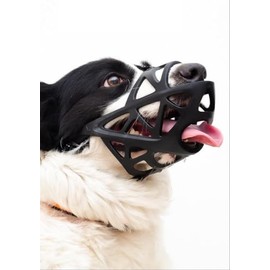 Dog Muzzle for Large, Medium, Small Dogs - Adjustable Basket Muzzle for Grooming, Drinkable Sturdy Cage, Pet Supplies (Black, M)