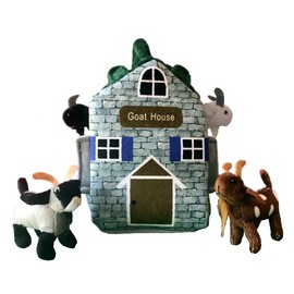 Adore 12" Goat Farm House Stuffed Animal Plush Playset