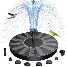 AISITIN Solar Bird Bath Fountain with 6 Nozzles and Brackets,for Bird Bath,Ponds,Gar