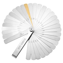 Feeler Gauges, Stainless Steel Feeler Gauge, Universal Dual Marked Feeler Gauge, 32 Blades Feeler Gauge Dual Marked Metric and Imperial for Measuring Gap Width Thickness Widely Used for Guitar, Spark
