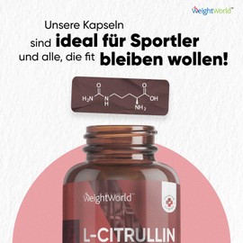 L-Citrullin 3000mg - Ideal für Sportler, Fitness, Pre & Post Workout - 240 vegane Kapseln - Alternative zu Kreatin, L-Arginin & L-Taurin Kapseln & Pulver - Aminosäure von WeightWorld