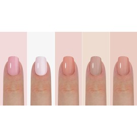 150Pcs Skin Tones Press on Nails Exit Short Square Fake Nails In15 Sizes 3 IN 1 Nude Soft Gel Nail Tips Glossy Reusable Acrylic Nails No Need to File False Nails for Women Girls Manicure