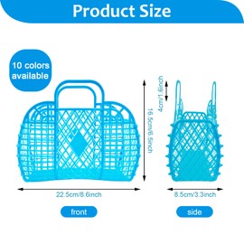 YEXEXINM 10 PCS Jelly Purse Bags, Reusable Colored Beach Tote Gift Basket, Plastic Tote Handbags for Women Girls Kids, 10 Colors