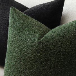 JOTOM Set of 2 Cushion Covers 45x45 cm Textured Boucle Green Decorative Throw Pillow Covers 18x18 Inch Square Cushion Case Home Decor Pillowcases for Couch Sofa Living Room Bed (Green)