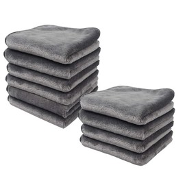 Makeup Remover Cloths for Face, Eye, Lips - Flannel Face Cloth Reusable Makeup Remover Pads Soft Microfiber Facial Cleansing Cloths 8 x 8 inch 10 Pack Gray