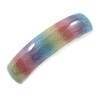 'Rainbow' Glitter Acrylic Square Barrette/Hair Clip In Silver Tone -