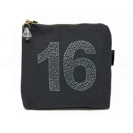 16th Birthday Sparkly Make-up Bag with Crystal Charm