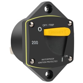 GLOSO Circuit Breaker Switches Manual Reset Waterproof Audio Radio Solar System Boat Truck Marine Automotive Stud 5/16“ Panel Mount 200A