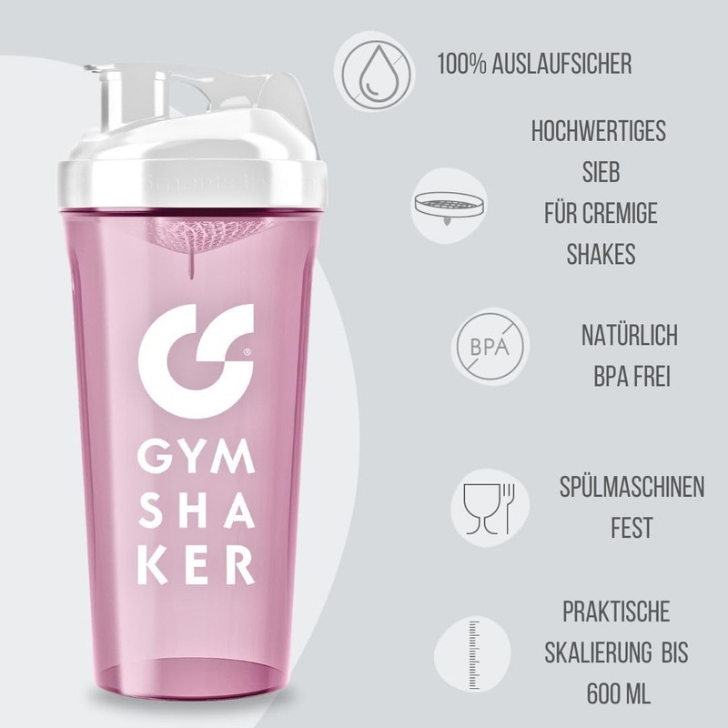 GYMSHAKER Protein Shaker 800 ml - Honeycomb Structure Strainer for