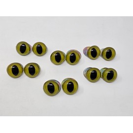 Pair of Zim's 21mm Green Cat Eyes Plastic Kitty Safety Eyes for Craft Amigurumi Dolls or Puppets (Pack of 6)