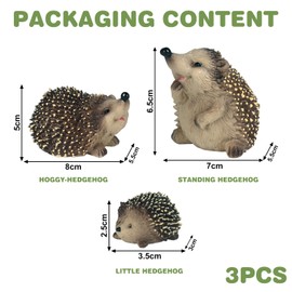 MEYAGOT Pack of 3 Garden Hedgehog Decoration, Garden Figures, Garden Animals Figures, Garden Animal Figures, Garden Animal Figures, Decorative Sculpture, Garden Ornaments for Garden and Patio