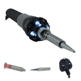 Aoyue 3211 LED Soldering Iron - 70W with UK Plug, Soft Grip, 450°C Max, Includes Case & Accessories