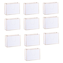 Molyorch Pack of 10 Christmas Gift Bags, Christmas Carrier Bags with Handles, White Bottom Bags, for Gift Packaging, Goods Packaging, Packaging Material