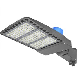 LED Parking Lot Lighting 300W, Shoebox Area Light with Dusk to Dawn Photocell, 5500K Daylight White,39000 Lumens, IP65 Waterproof (300W Arm Mount)
