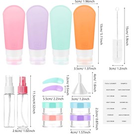 Botellas de Viaje Recargables,Paquete de 16 Contenedores de Silicona Reutilizable,Envases para Viaje a Prueba de Fugas,2 Onzas+3 Onzas,Recipientes Exprimibles sin BPA para Champú,Acondicionador,loción