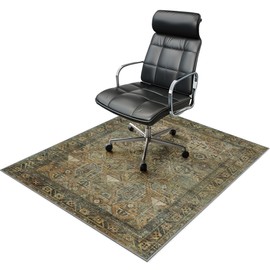 Office Chair Mat for Hardwood Tile Floor, 48"X 60" Desk Chair Mat for Carpet, Under Office Anti-Slip 1/5" Thick Rug for Rolling Computer Chair, Thin Low-Pile Vinyl Floor Mat, Sepia