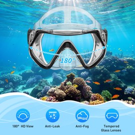 Snorkeling Gear for Adults Men Women, Snorkel Set with Panoramic View Diving Mask