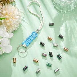 UNICRAFTALE 16pcs 4 Colors Paracord Bead Stainless Steel Tube Beads Metal Spacer Beads Column Beads Groove Beads 3mm Hole Lanyard Beads for DIY Bracelet Necklace Jewelry Making 9x6mm