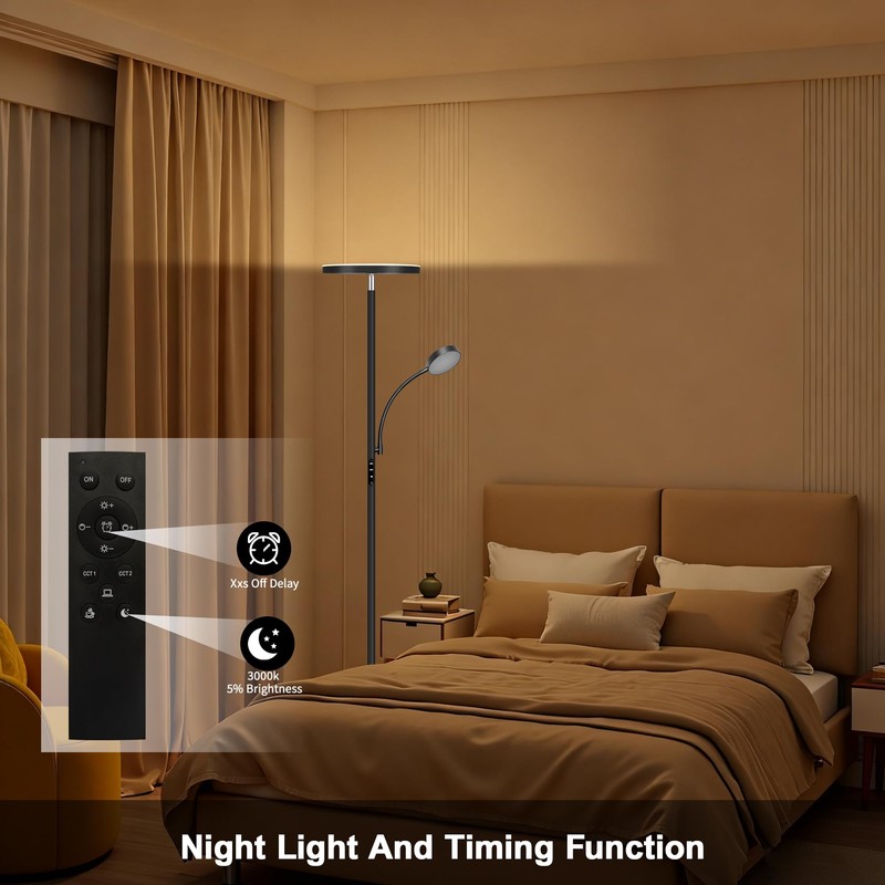 Floor Lamp-42W/4200LM Super Bright Floor Lamp,Dimmable 2-in-1 LED Floor Lamp