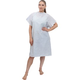 12 Pack - White Hospital Gown with Back Tie/Hospital Patient Robe with Ties Wholesale - One Size Fits All