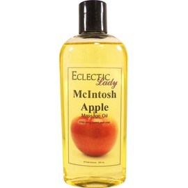 McIntosh Apple Massage Oil, 8 oz, with Sweet Almond Oil and Jojoba Oil, Preservative Free, Perfect for Aromatherapy and Relaxation