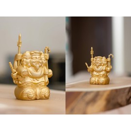 Kodai-ji Entoku-in Temple Open Eyes Prayer> Toyotomi Hideyoshi's Three-sided Daikokuten (Gold Plated Copper/24K Gold) _Buddha Statue Seven Lucky Gods Figurine Takaoka Copperware (Samendai Koten G)