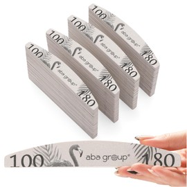 ABA GROUP Nail File 100/180-100 Pieces - Crescent Moon 4 mm Thick - Professional Tools for Gel and Natural Nails, Files for Gel Nails, Double-Sided Nail Files, Nail File Set, Nail Studio Accessories & Home