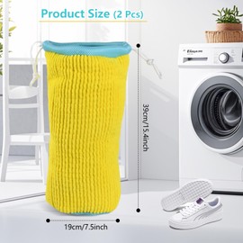 Pack of 2 Shoe Wash Bags, Washing Machine, Shoe Bag, Laundry Bag, Laundry Net for Shoes, Reusable Laundry Bag, Shoes, Mesh Shoes for Trainers, All Shoe Types and Sizes (Grey)