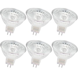 MR16 Halogen Bulbs 12V 50W GU5.3 Bi-Pin Base Spotlight Dimmable Warm White 2800K Pack of 6