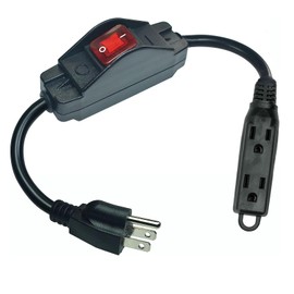 EP 6 Ft Inline Extension Cord with On-Off Switch, 16/3 SJTW Heavy Duty Short Extension Cable with 3-Prong, 3 Outlet Household Switchable Power Cord, Black