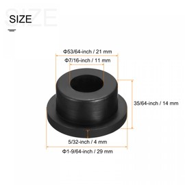 sourcing map Pack of 4 Rubber Grommet Holder Diameter 53/64 Inch (21 mm) Round T-Type for Cable Organising and Protecting