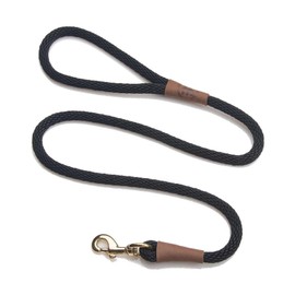 Mendota Pet Snap Leash - British-Style Braided Dog Lead, Made in The USA - Black, 3/8 in x 4 ft - for Small/Medium Breeds