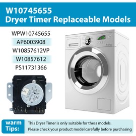 ZEPNL STORE W10745655 Dryer Timer for Whirlpool, Maytag, KitchenAid, Jenn-Air, Amana,Replacement for W10857612, AP6003908, 4454384, PS11731366