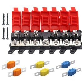 TIYANG 6way Midi Fuse Holder Automotive Marine Boat Car Audio Motor Copper Fuse Block Midi Holder 30 Amp 60Amp 100Amp Midi Fuses 1in 6out