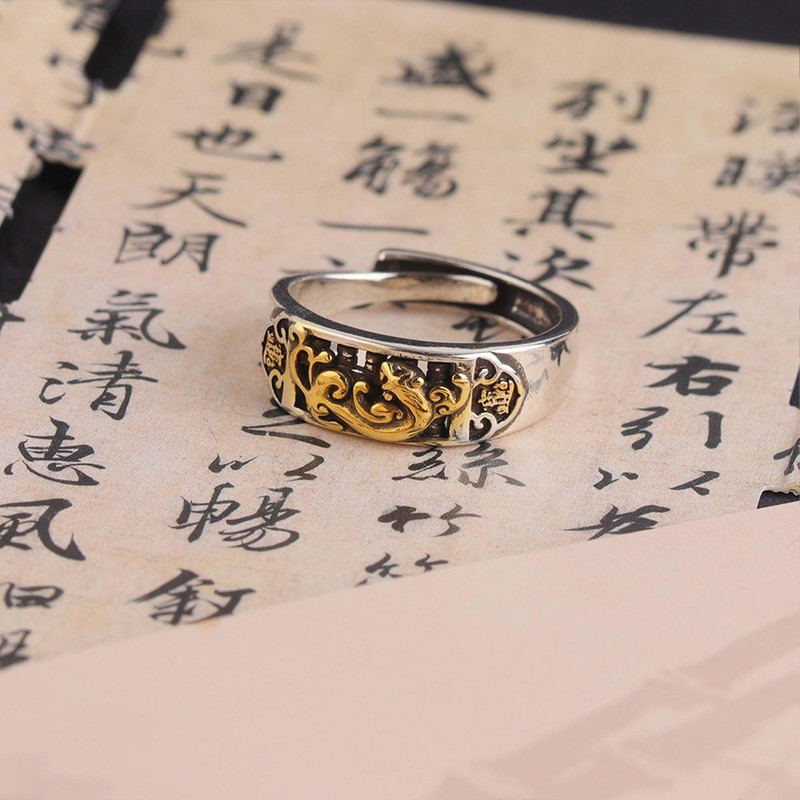 HETICA Pixiu Ring Feng Shui Lucky Ring Adjustable Good luck